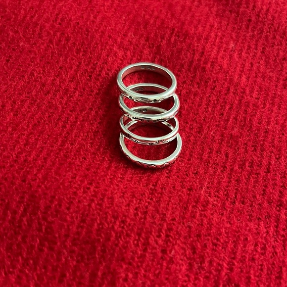 Vintage Carolyn Pollack Southwestern Sterling Silver Set of 4 Stack Rings-Size 6 - Picture 1 of 9